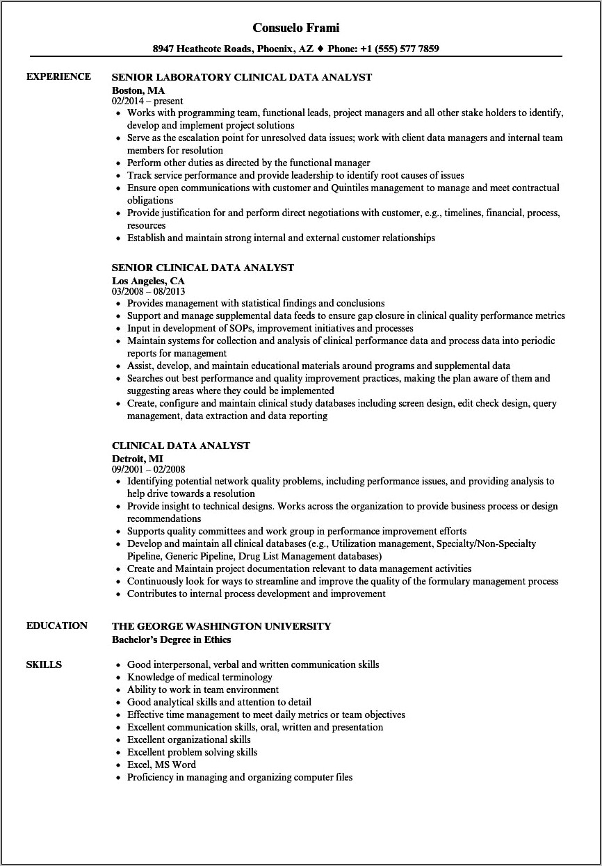 Healthcare Data Analyst Job Description For Resume