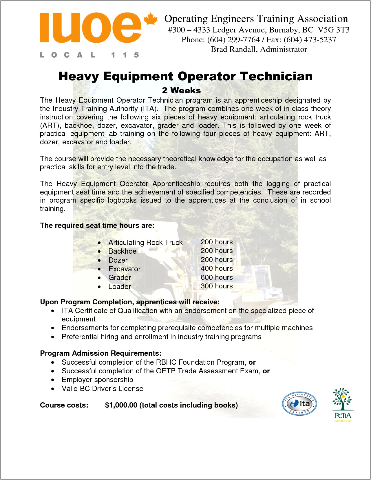 Heavy Equipment Operator Resume Cover Letter Samples