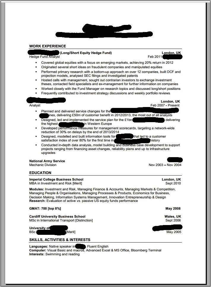 Hedge Fund Risk Management Job Description Resume