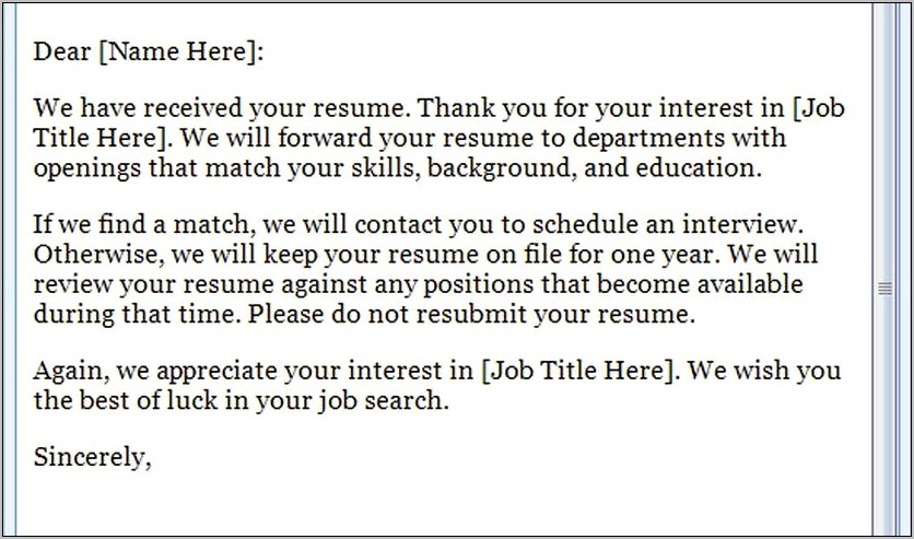 Here Is My Resume Email Template