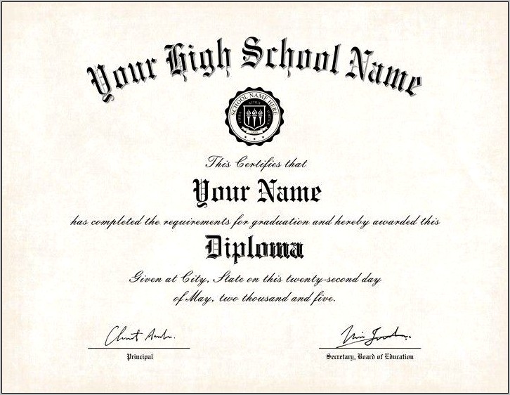 High School Diploma Name On Resume