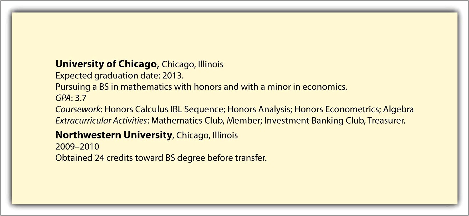 High School Education Include In College Resume