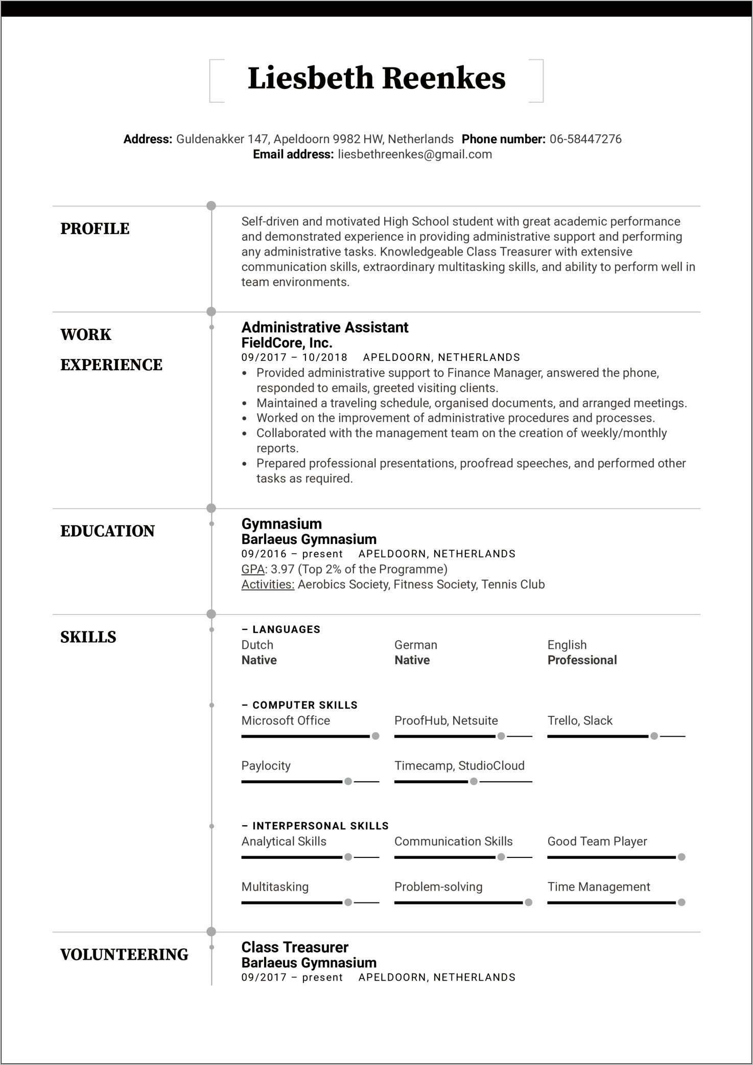 High School Information On A Resume