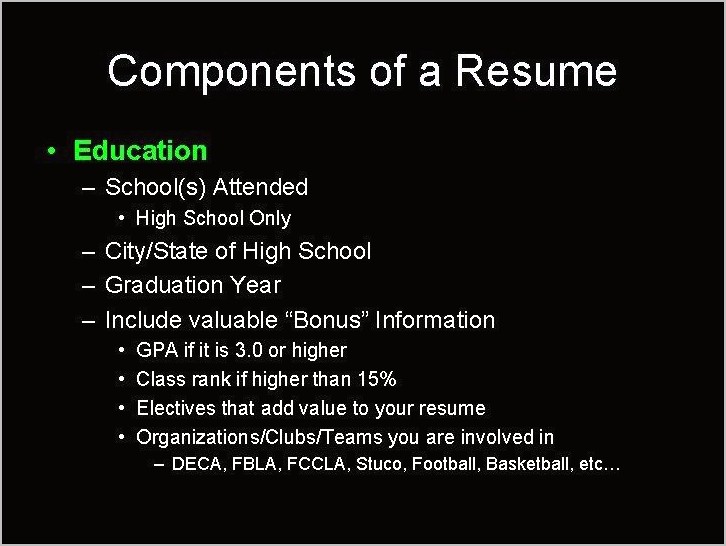 High School Resume Examples That Involve Fbla