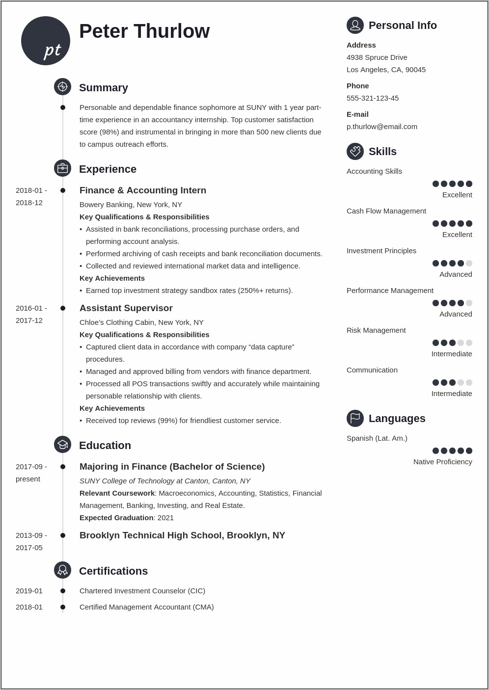 High School Resume For A Business Intern