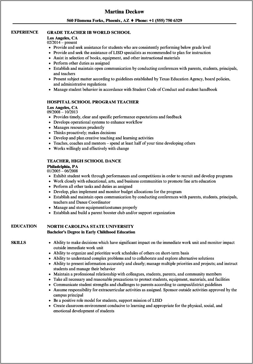 High School Resume Template For Hospital