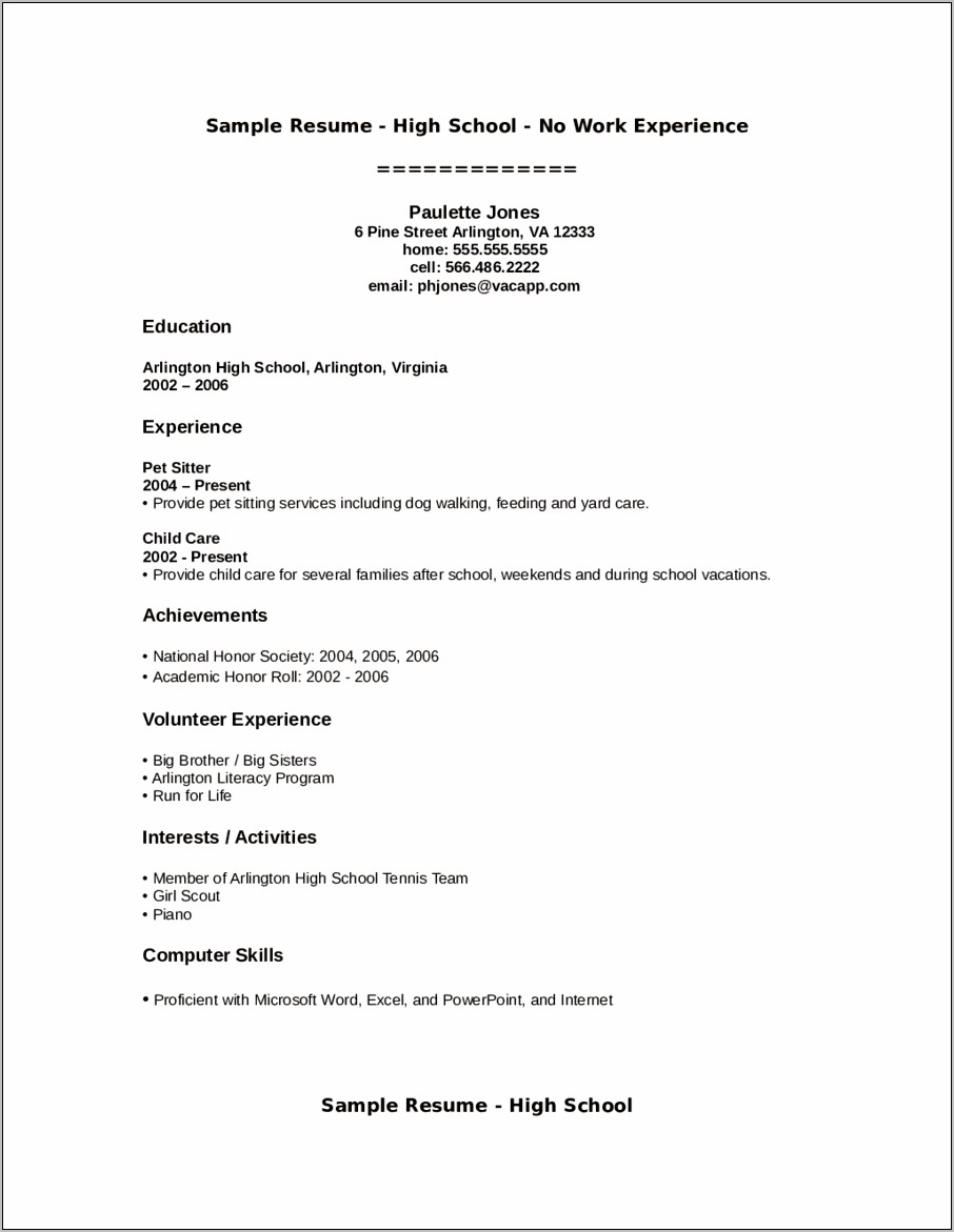 High School Student Resume Objective For Retail