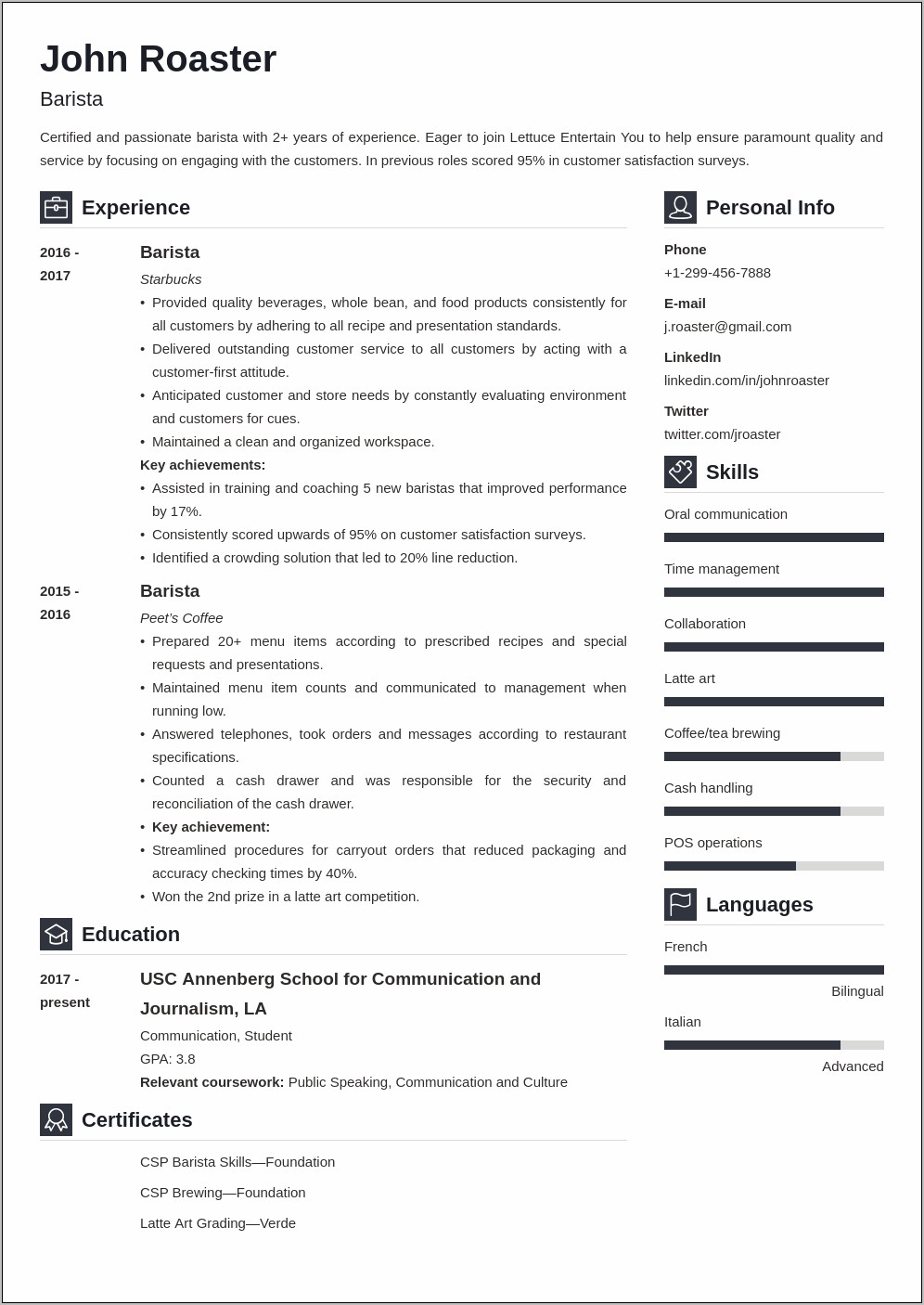 Hobby Section Of Resume Example