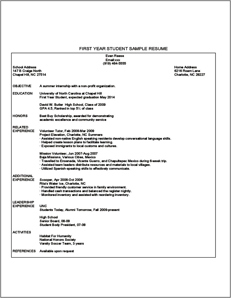 Home And School Addresses On Resume