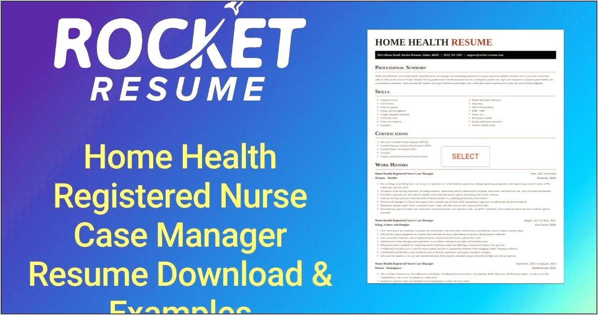 Home Health Care Case Manager Resume Samples