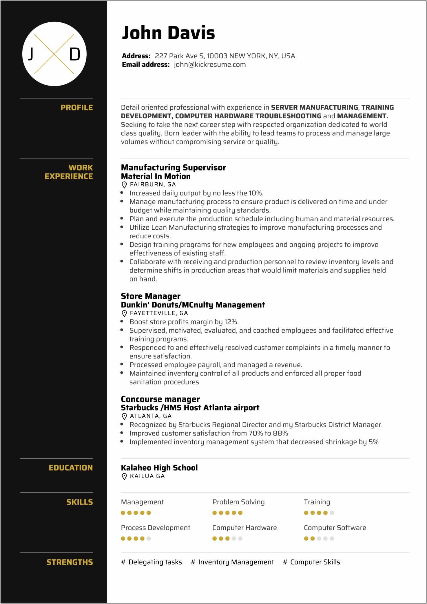 Hostess And Food Runner Trainer Resume Example