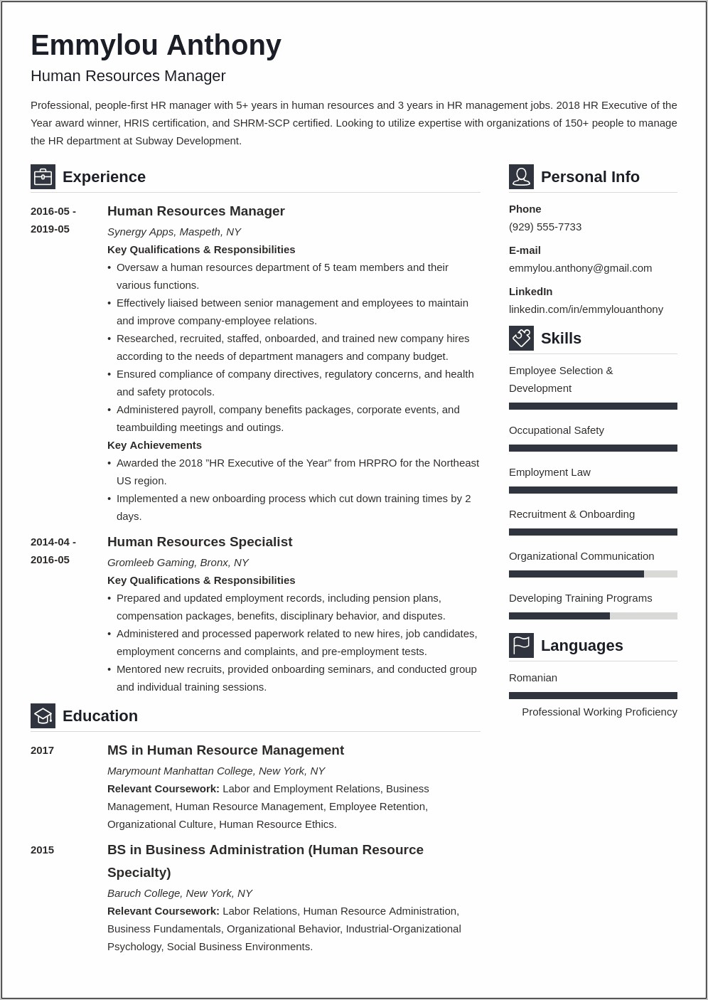 Hr Manager Resume Word Format India