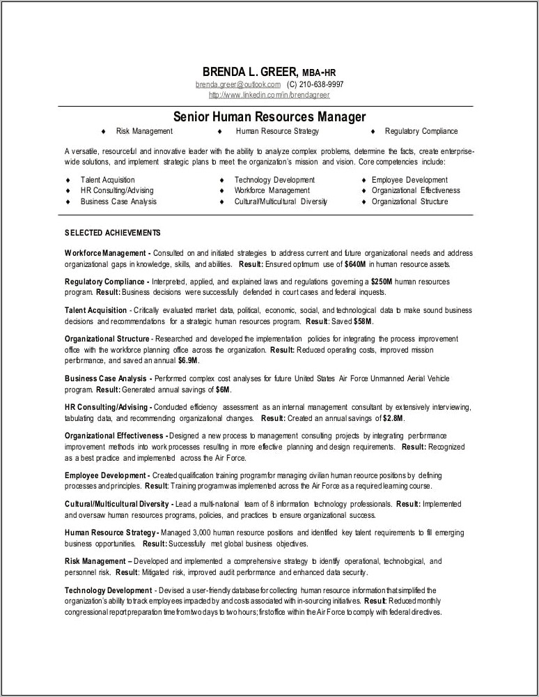 Human Capital Management In Resume