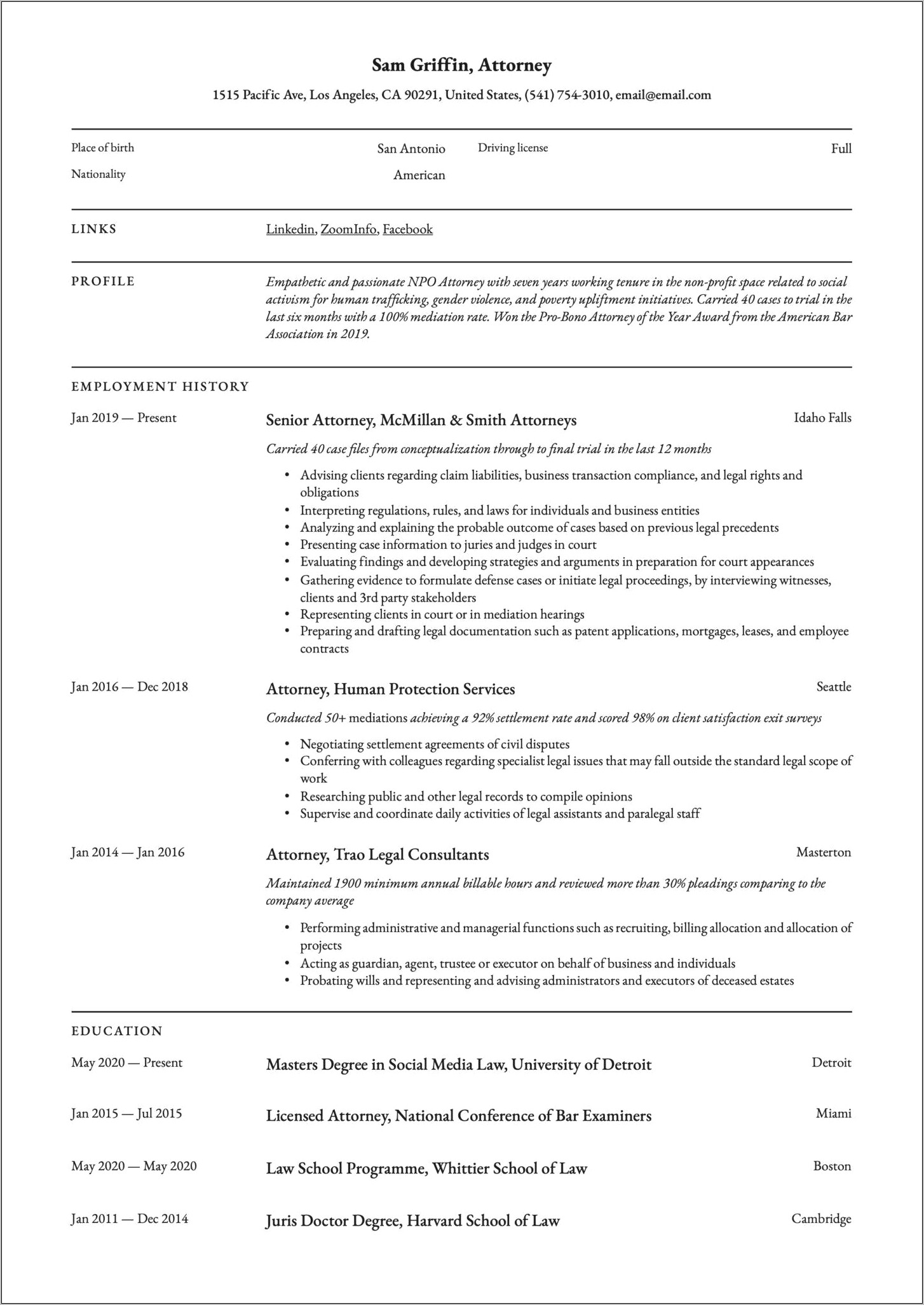 Immigration Consultant Assistant Resume Sample