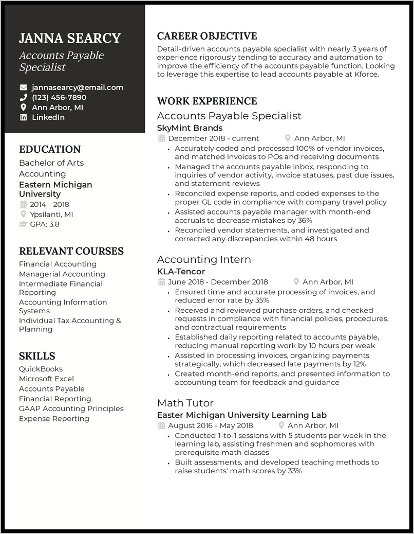 Important Success Words In Resume Summary
