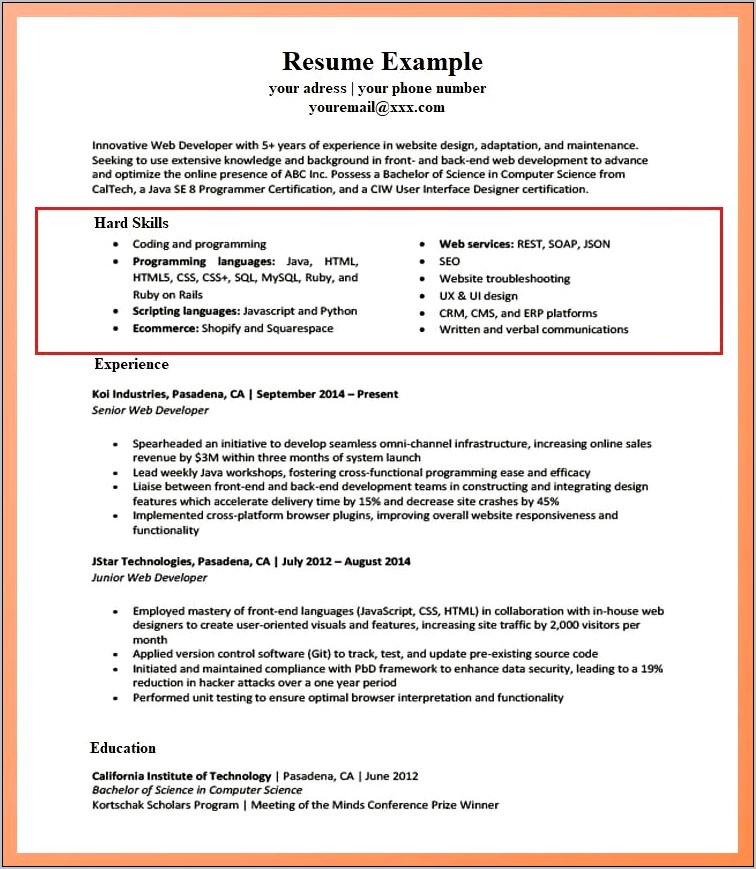 Include Technical And Other Skills In Resume