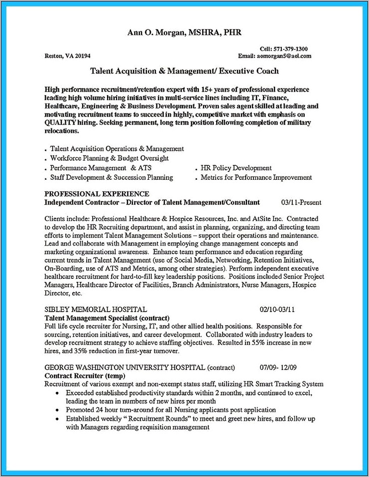 Independaent Consultant Resume Sample Multiple Contracts
