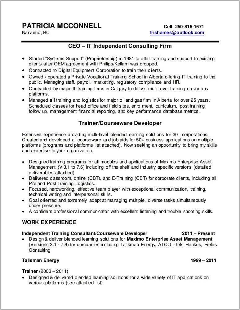Independent Consultant Job Description For Resume