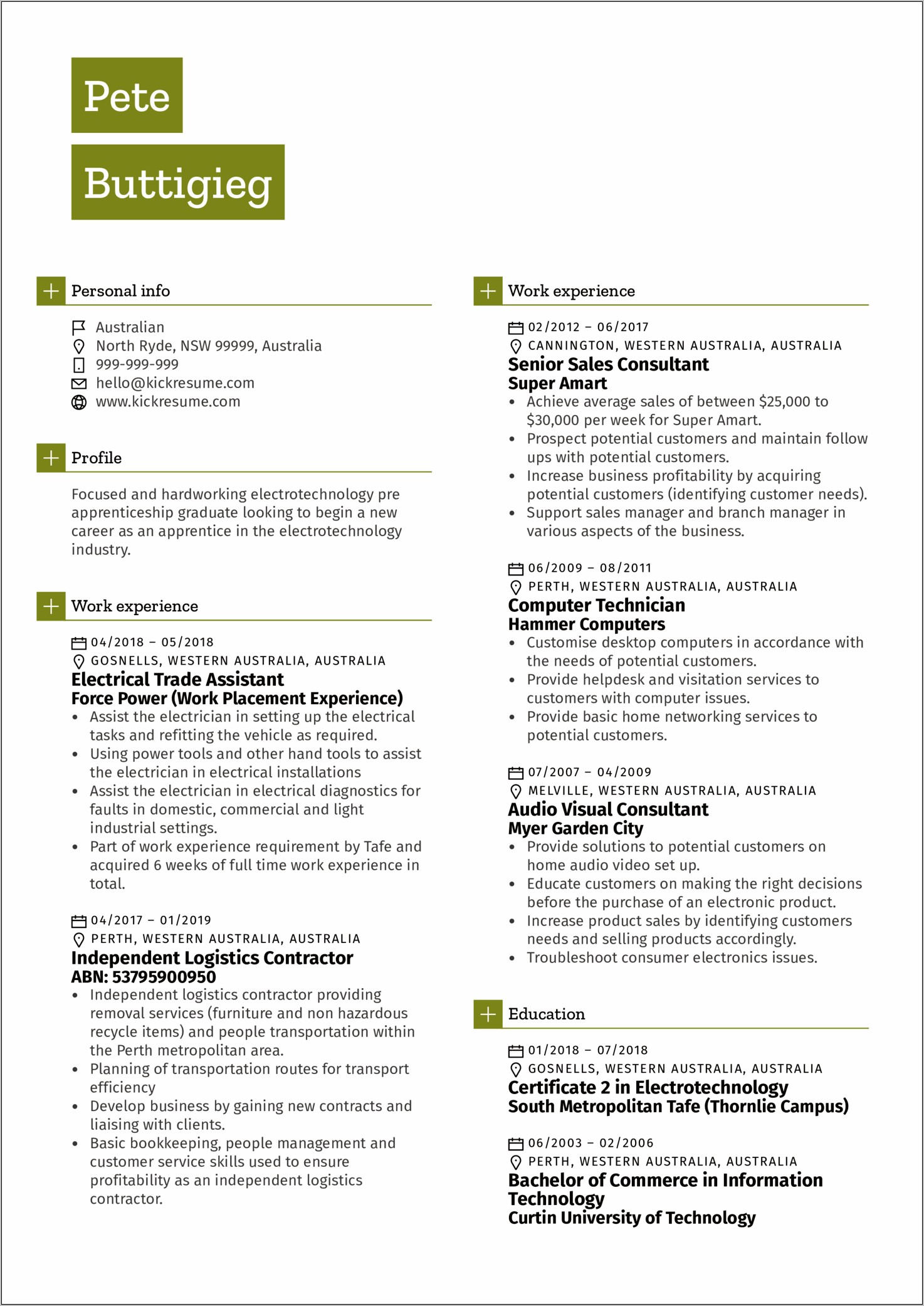 Independent Contracter Jobs On Resume