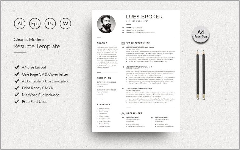 Infographic Resume Templates Free With Refernces Section
