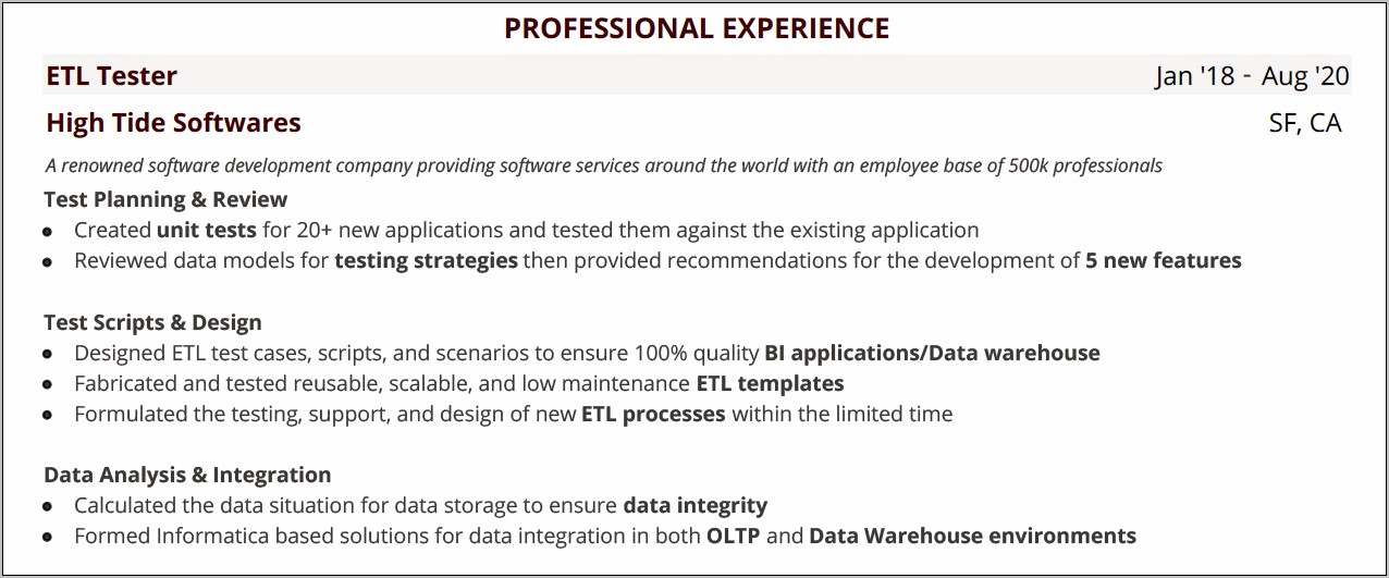 Informatica Resume With 5 Years Experience