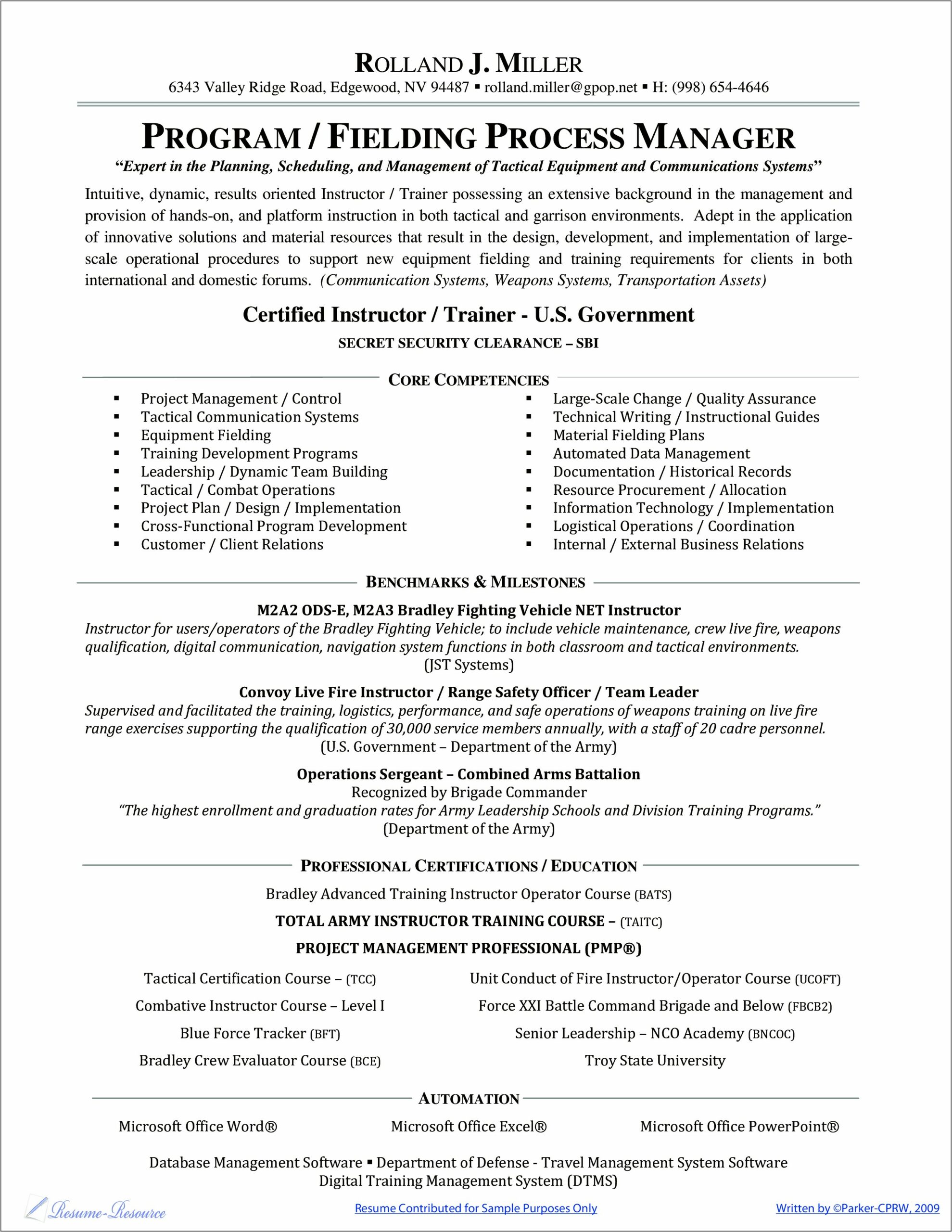 Information Technology Training Resume Examples