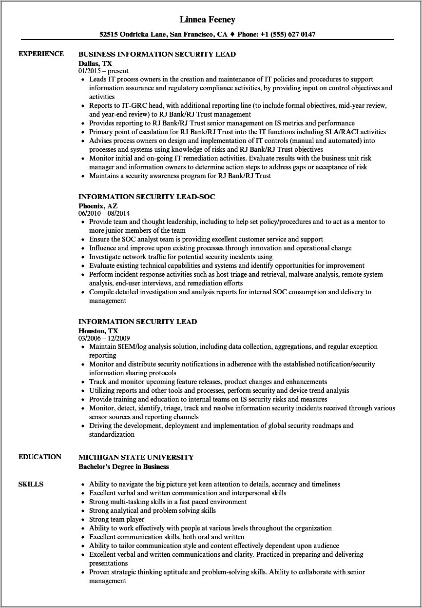 Infosec 2210 Attention To Detail Resume Examples