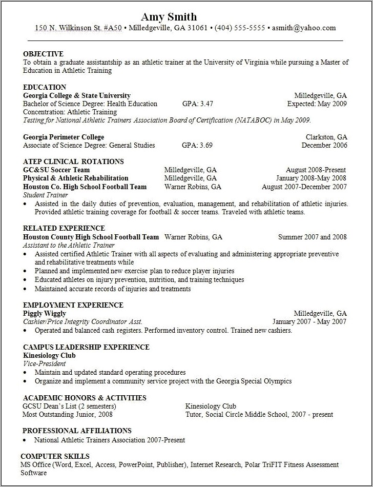 Injury Evaluation Examples For Resume