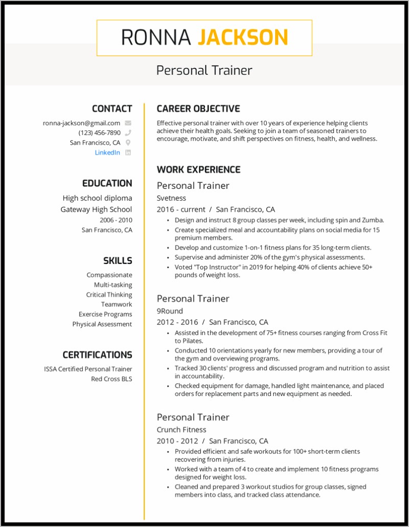 Injury Evaluation Experience Examples For Resume