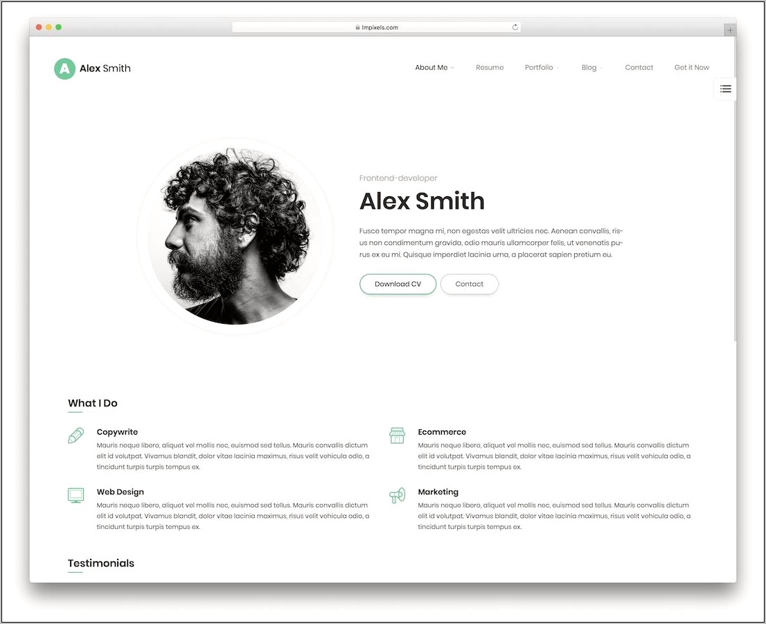 Insta One Page Responsive Resume Template Free Download