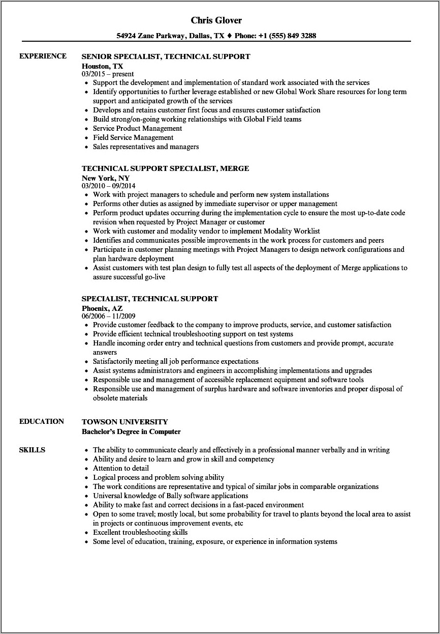 Intel Roc Tech Support Resume Samples