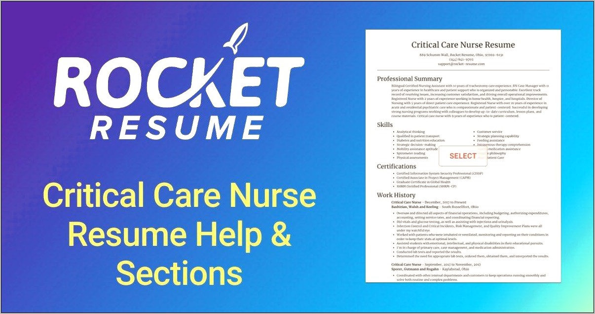 Intensive Care Nursing Resume Summary Examples