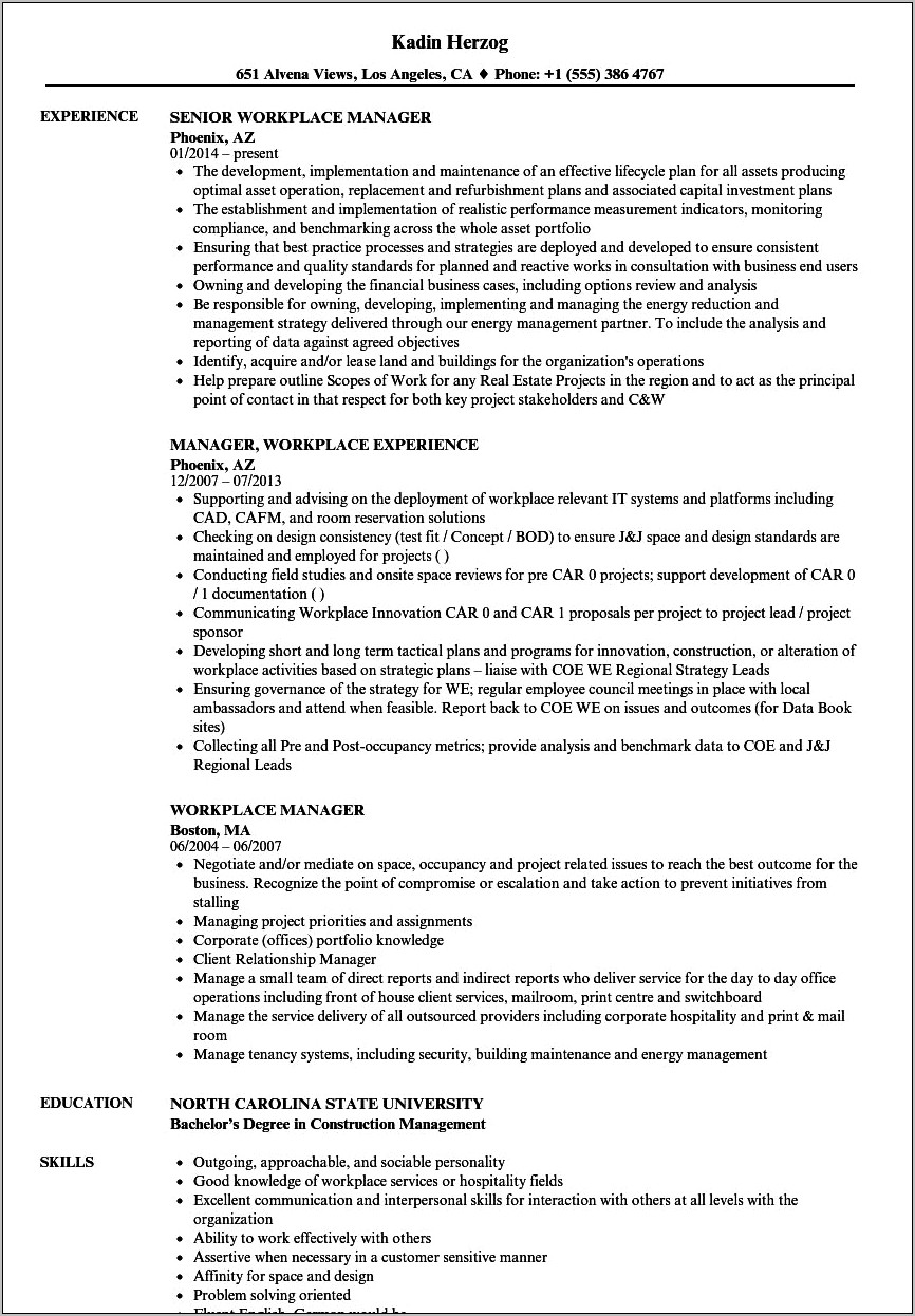 Interact With All Levels Of Management Resume