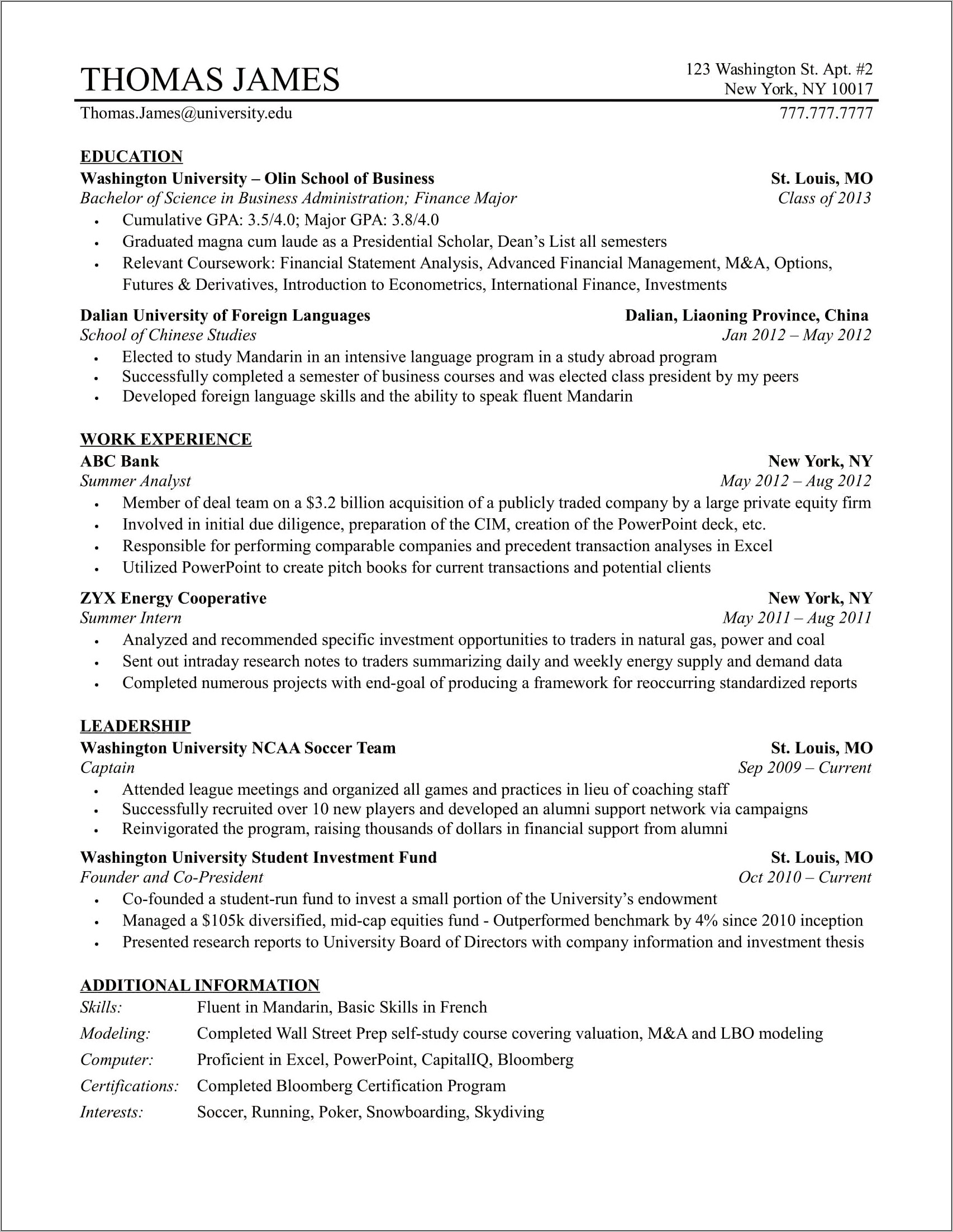 Interests That Look Good On A Resume Wso
