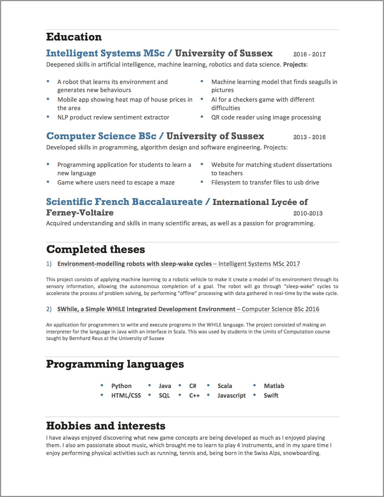 Interpreter Description For Resume Computer Science