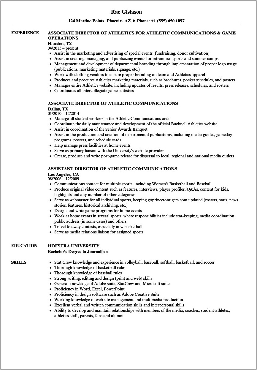 Intramural Sports Official Resume In Word Format