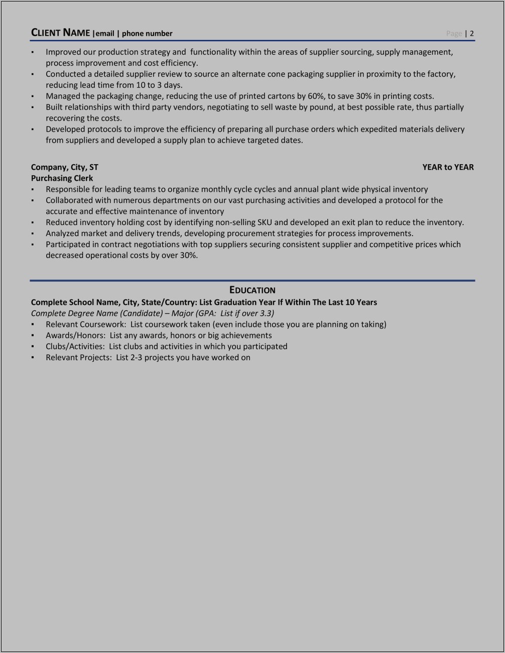 Inventory Control Manager Job Description Resume