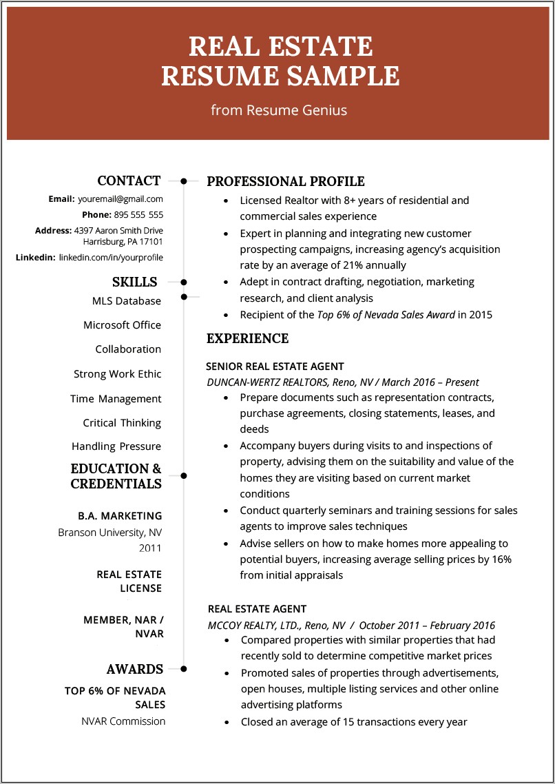 Is Being A Realtor Good Experience On Resume