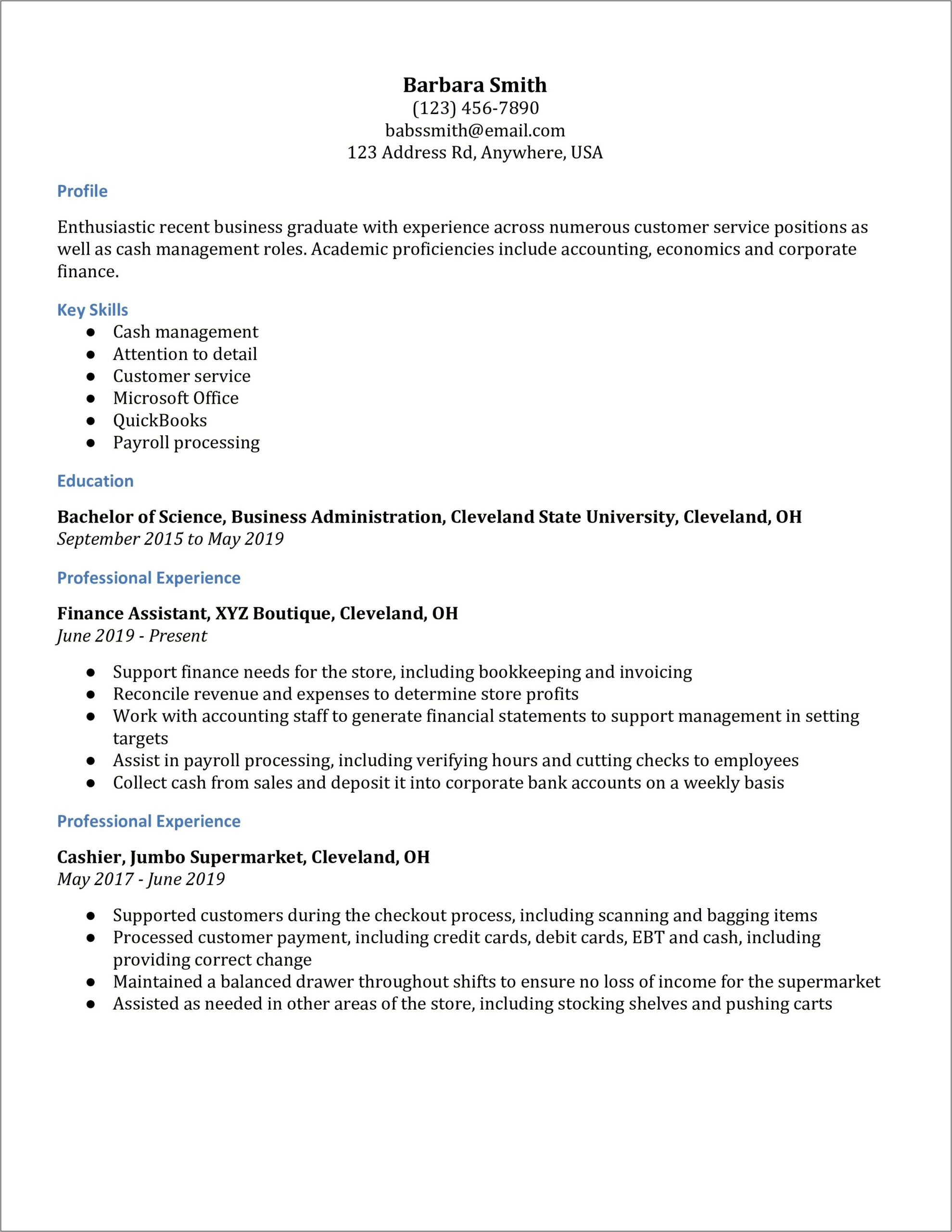 Is Cash Handling A Skill On Resume