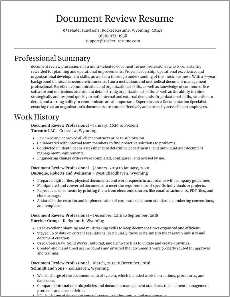 Is Document Review Good For Resume