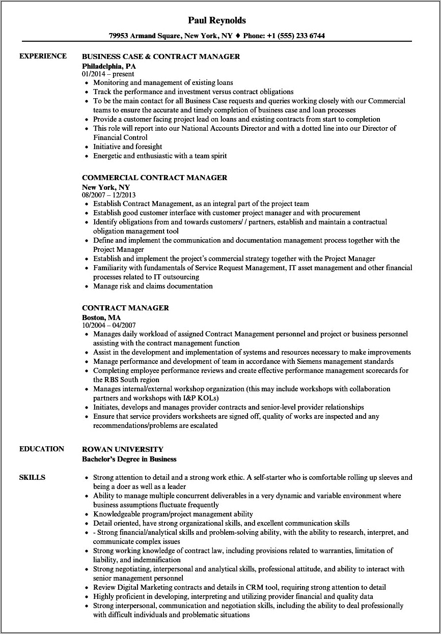 It Manager Resume Understanding State Local Contracts