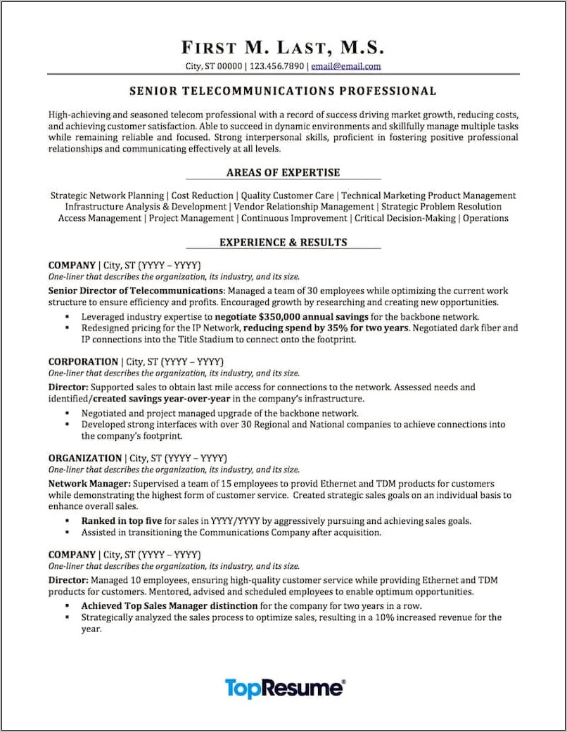 It Professional Managed Service Provider Resume Samples