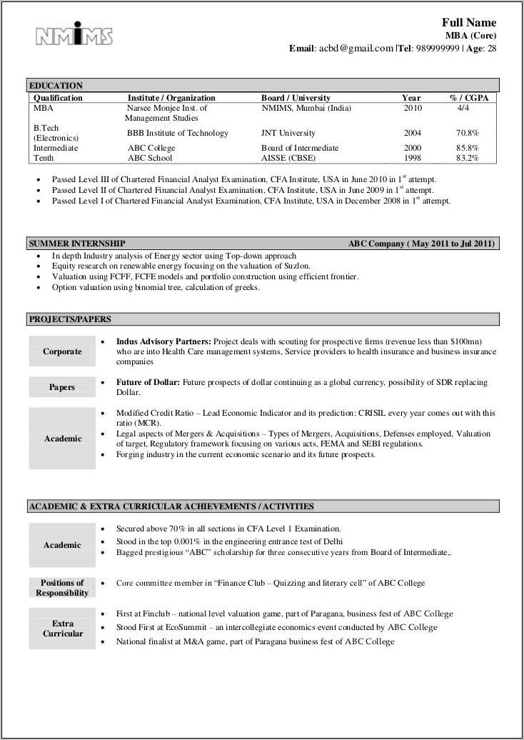 It Professional Resume Samples For Freshers