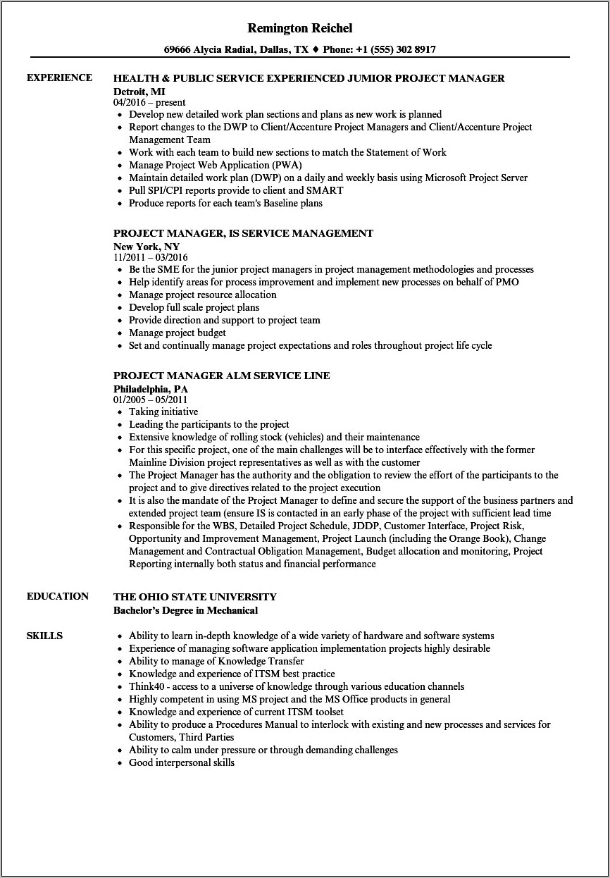 It Project Manager Resume Writing Service