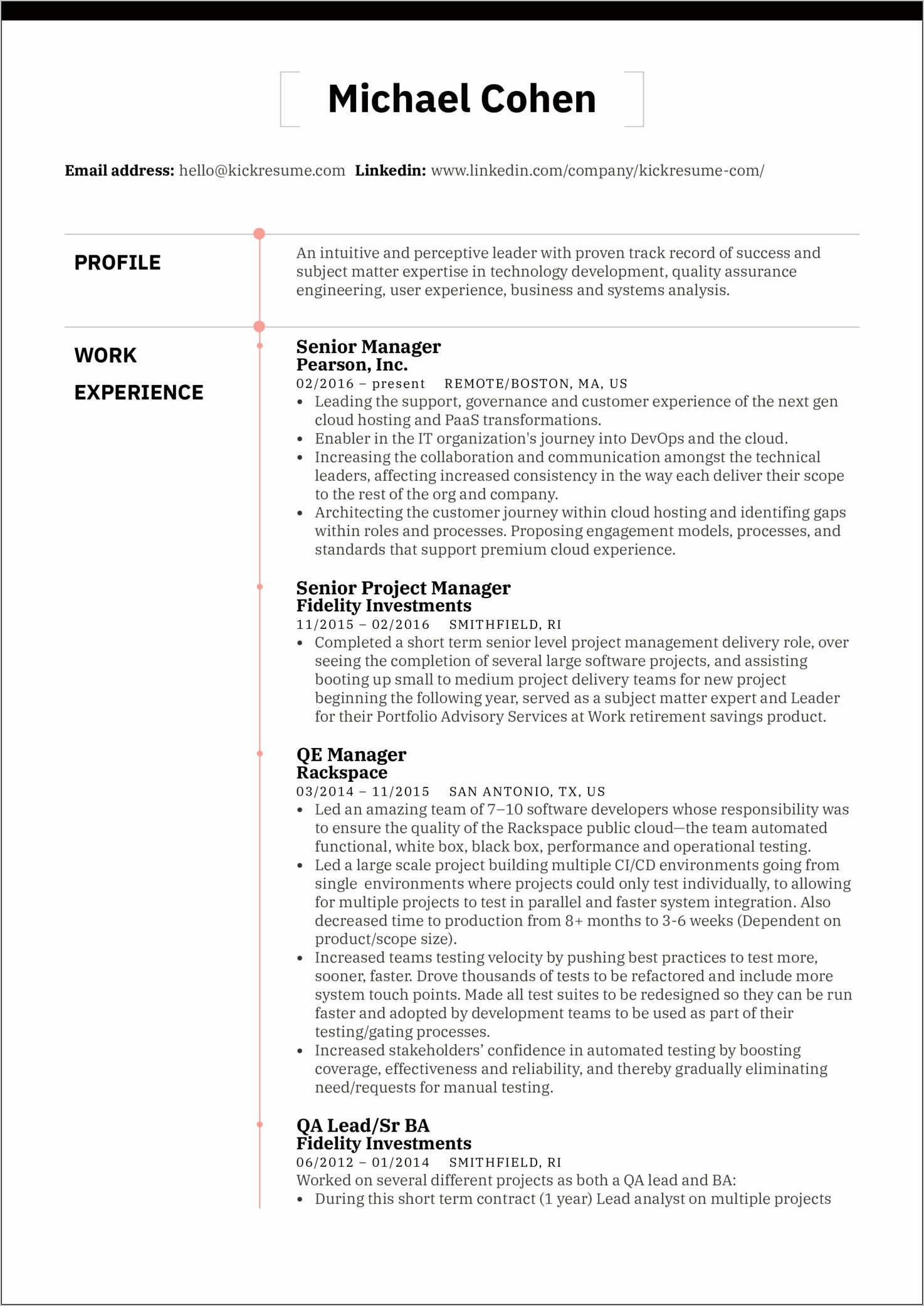 It Prokect Manager Description Profile Resume