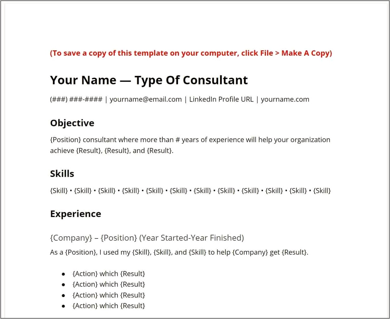 It Self Employed Consultant Resume Example