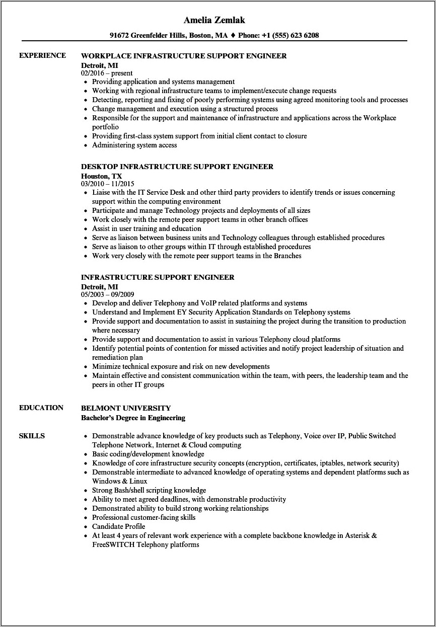 It Support Resume Examples Responsible For
