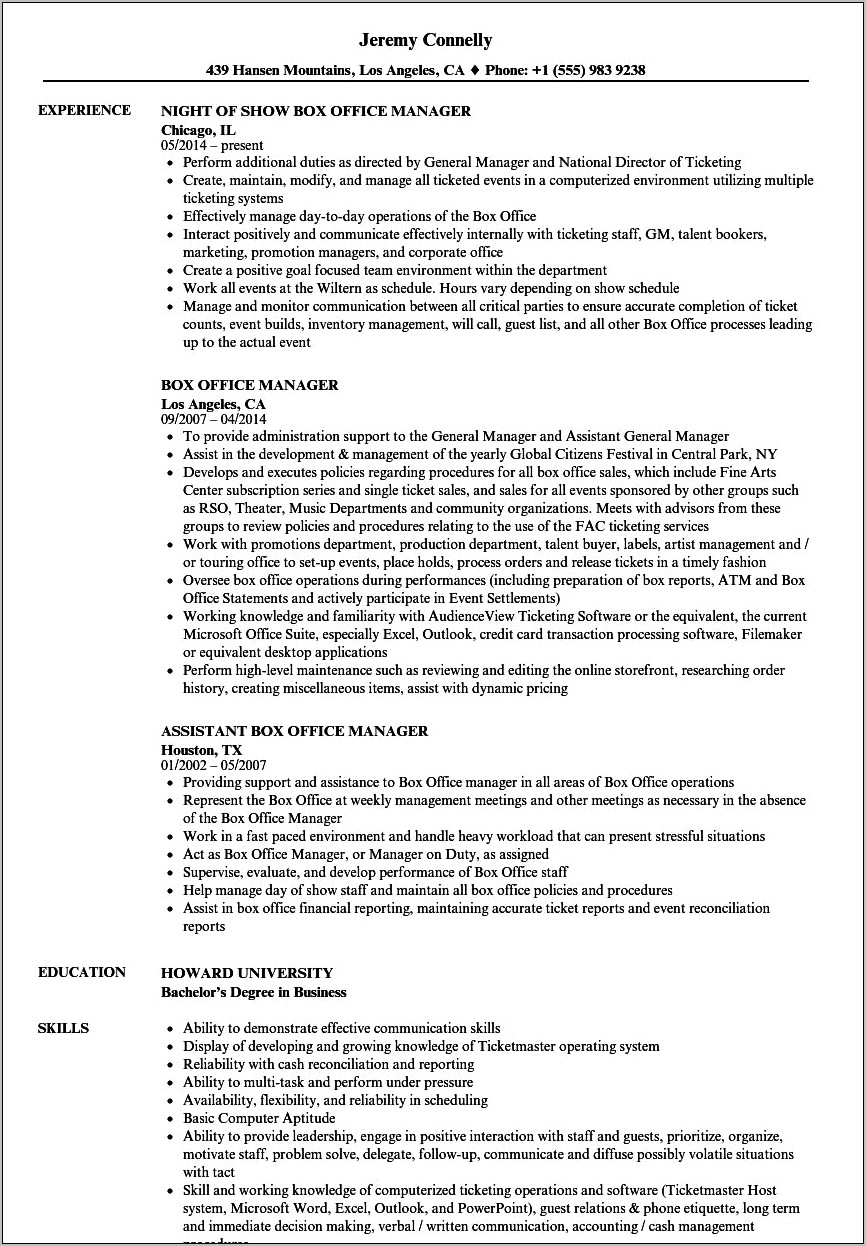 Jack In The Box Manager Resume