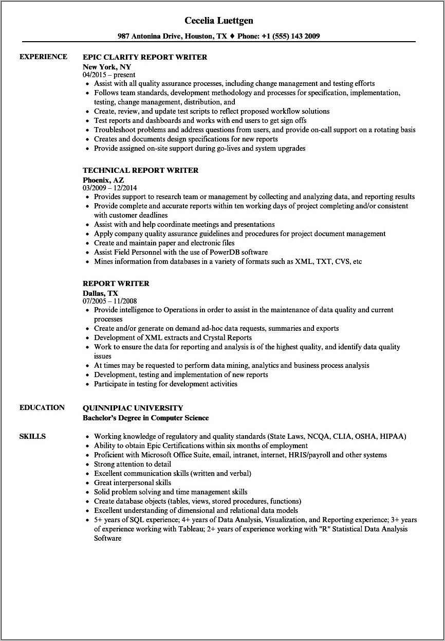 Jasper Reports Summary Points For Resume