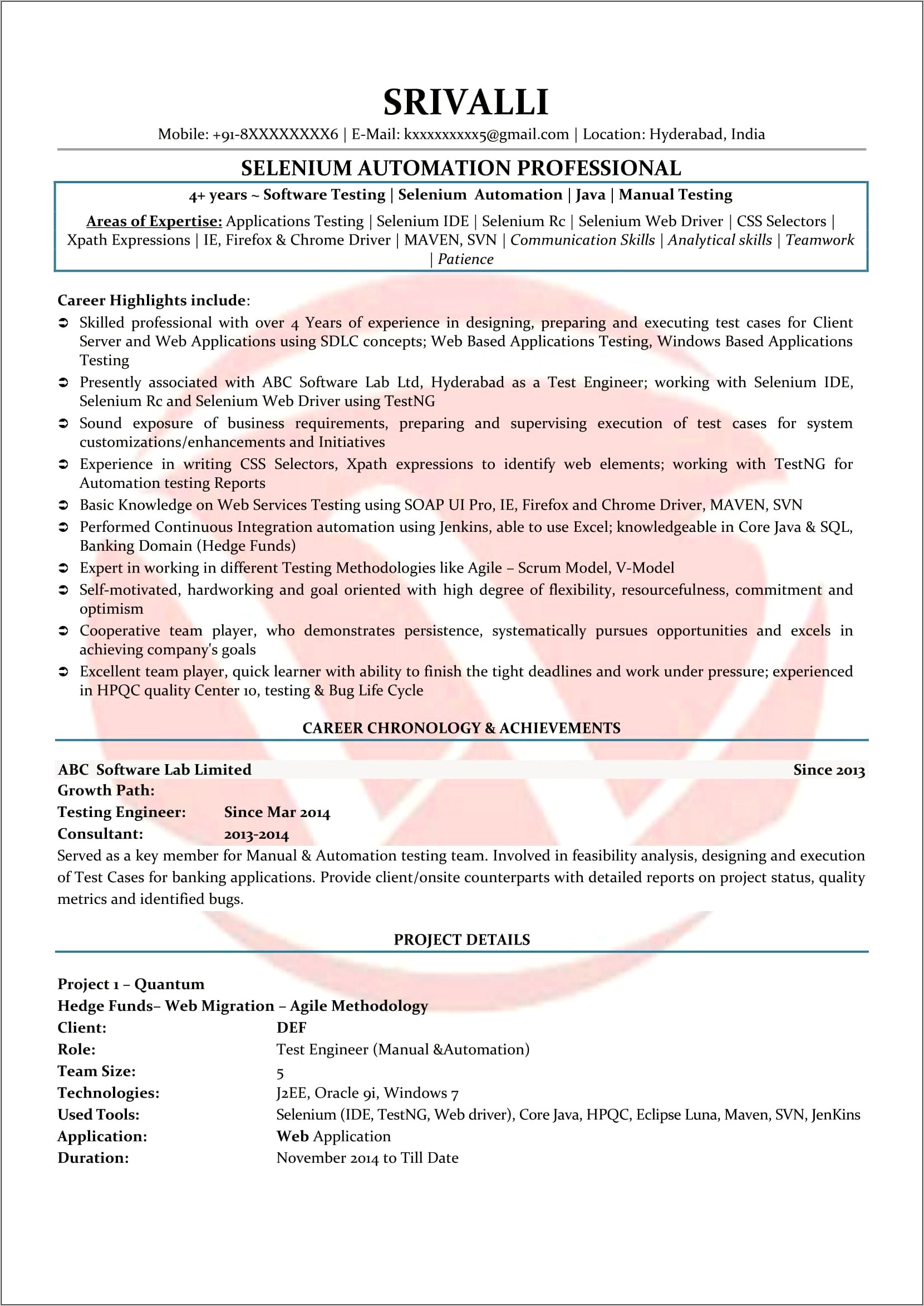 Java 2 Years Experience Resume Download
